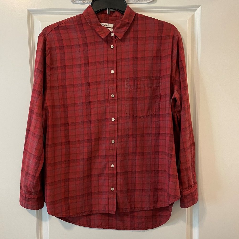 Madewell Burnt Red/Orange Flannel Button Up Shirt (Size L)